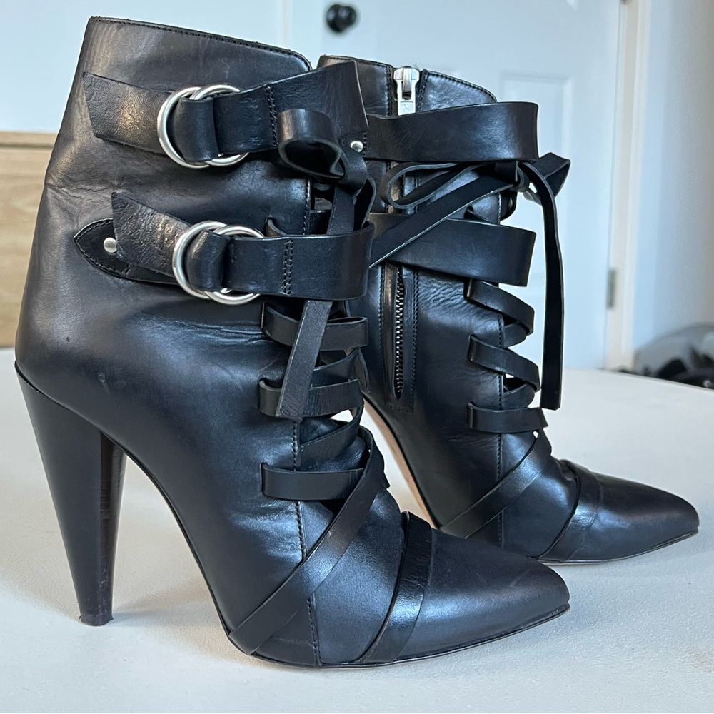 Isabel Marant Royston Leather Strappy Ankle Boots Size IT 37